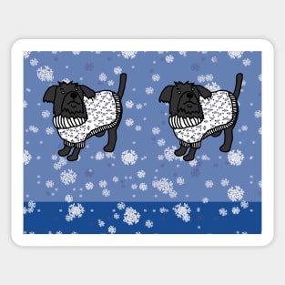 Winter Christmas Sweater Dogs and Snow Sticker